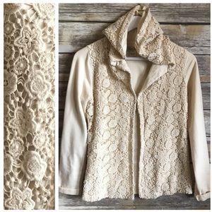 LUCKY BRAND Cream Lace Sweatshirt w/ Hood